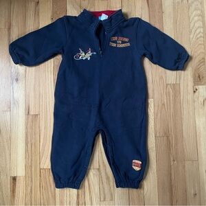 Vintage Little Big Dogs Navy and Red Infant Hoodie with Puppy Patch